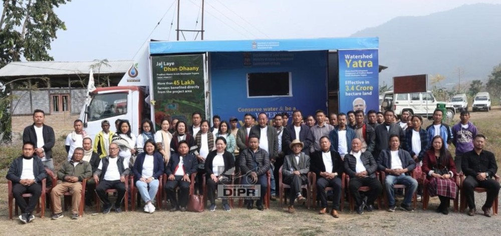 District Commissioner of Mokokchung, Thsüvisie Phoji with officials and participants during the district-level watershed yatra held at the Yimchalu on February 14. (DIPR Photo)